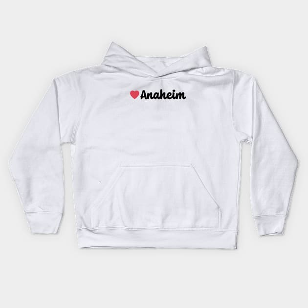 Anaheim Heart Script Kids Hoodie by modeoftravel